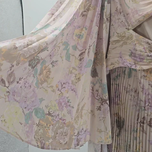 Significant Other Floral Pleated Jumpsuit with Dramatic Sleeves